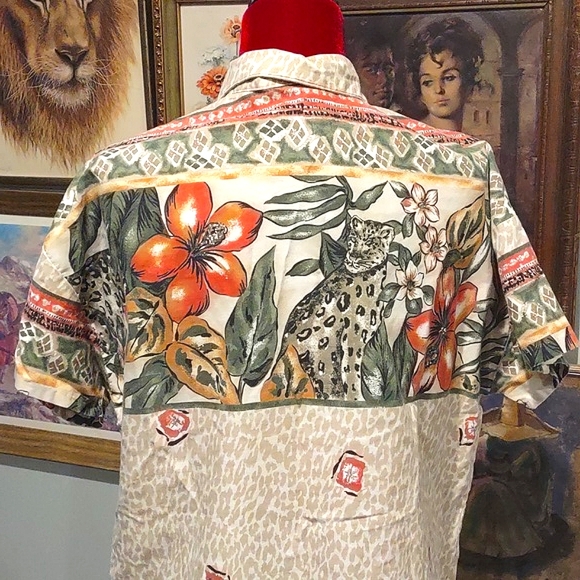 Leopard Tropical Button Down Shirt - Picture 6 of 12